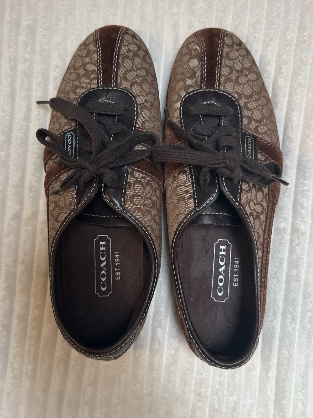 Coach Brown Signature Logo Lace-Up Sneakers